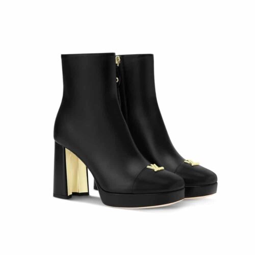 Louis Vuitton Swing Platform Ankle Leather Boot Black 1AICZX