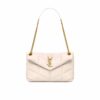 Saint Laurent Puffer Small In Leather Gold Hardware Shoulder Bag White 29Cm 5774761EL079207