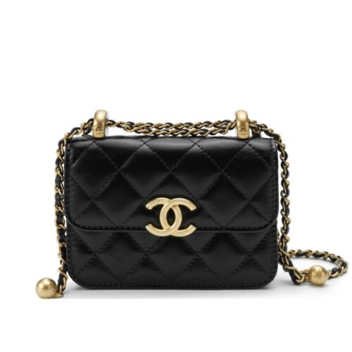 Chanel 21A Mini Small Smooth Leather Coin Purse Bags Black 12cm AP22900 B06092 94305