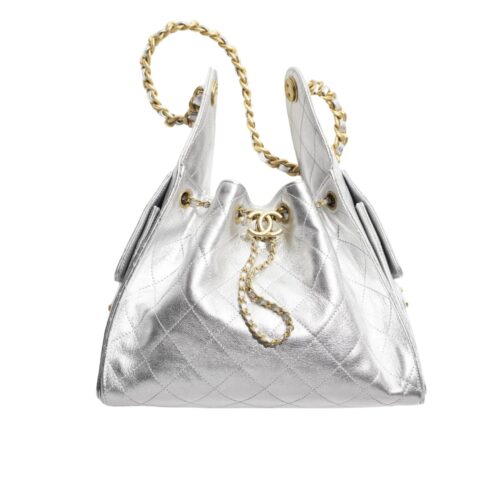 Chanel 25 Small Metallic Handbags Silver 26cm AS5293 B20405 NZV67