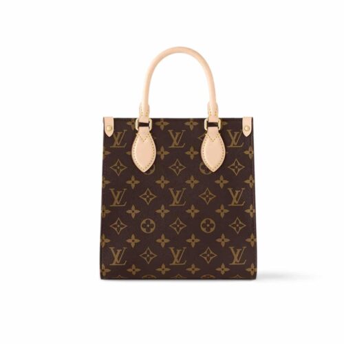 Louis Vuitton Sac Plat BB Small Monogram Canvas Top Handle Bag Brown 22cm M46265