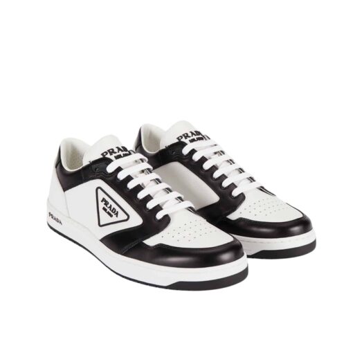Prada Downtown Leather Sneaker Black And White 1E790M 3Lj6 F0964 F 030