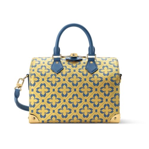 Louis Vuitton Speedy Trunk 25 Jacquard Canvas Top Handle Bag Blue And Gold 27cm M27411