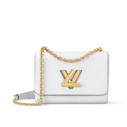 Louis Vuitton Twist MM Leather Crossbody Bag White 23cm M21111