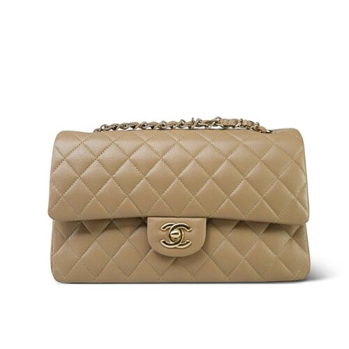 Chanel Classic Medium Smooth Leather Flap Bags Beige 25cm