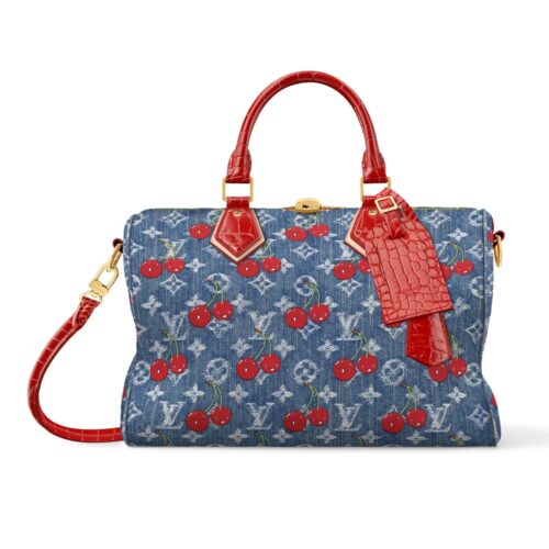 Louis Vuitton X TM Bolsa Speedy Soft 30 Monogram Denim Top Handle Bag Blue 30cm N87627