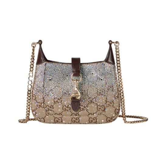 Gucci Jackie Notte Mini GG Monogram Canvas Shoulder Bag Beige And Dark Brown 19Cm 782889 FAD1Z 2541