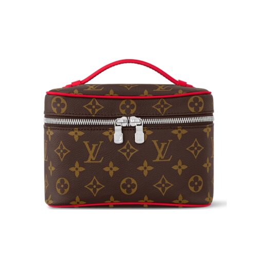 Louis Vuitton Nice Mini Monogram Canvas Toiletry Bag Brown Red 20Cm M46766