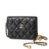 Chanel Pearl Crush Mini Quilted Smooth Leather Clutch Bag Black 15cm AP1628 B02916 94305