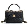 Chanel Trendy CC Medium Smooth Pattern Top Handle Bags Black 25cm A92236 Y60767 94305