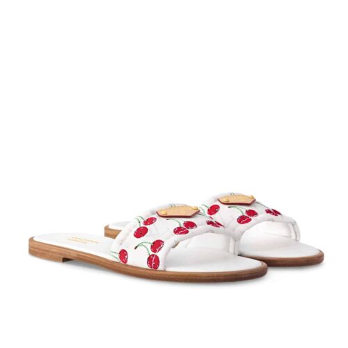 Louis Vuitton X Takashi Murakami Lily Raffia Flat Mule White 1Ahm43
