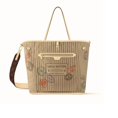 Louis Vuitton Neverfull Bandoulière Inside Out MM Tote Bag Beige 31cm M11948