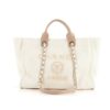 Chanel Deauville Large Canvas Pearl Tote Bags Beige 38cm