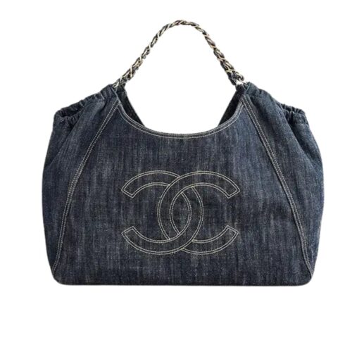 Chanel Timeless CC Large Denim Tote Bag Blue 36cm
