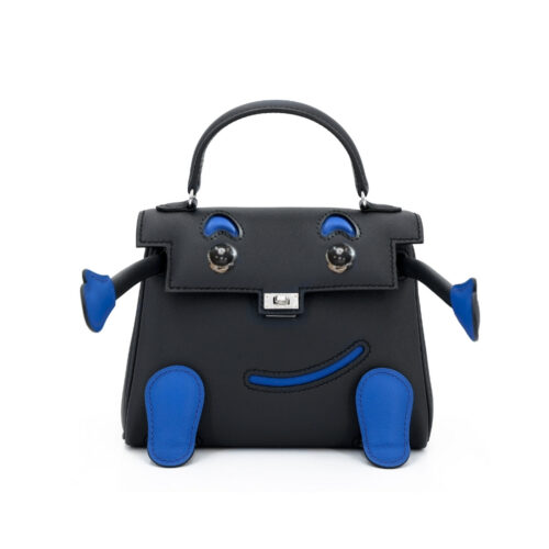 Hermes Kelly Doll Horseshoe Quelle Idole Black Bleu 17Cm