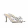 Gucci Women Slide With Crystal Interlocking G Leather Sandal Silver 852663 0Mw00 8106