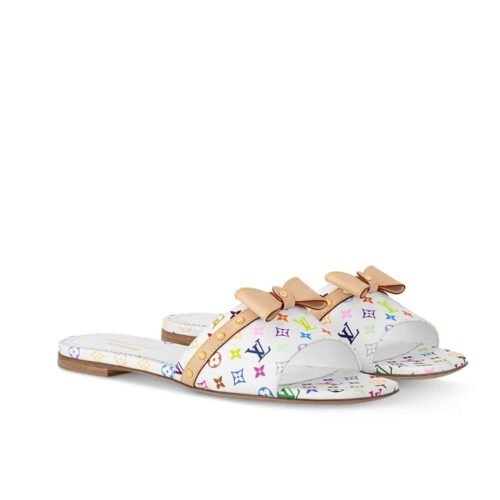 Louis Vuitton X Takashi Murakami 6am Monogram Canvas Flat Mule White 1agzuv