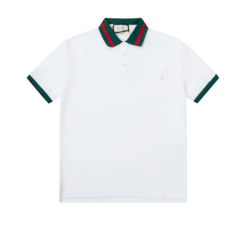 Gucci Cotton Polo Shirt With Embroidery Re Web White And Green Red