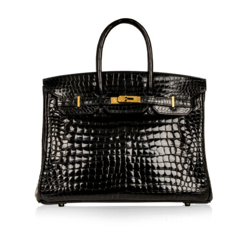 Hermes Birkin 35 Shiny Porosus Crocodile Black Noir 35Cm