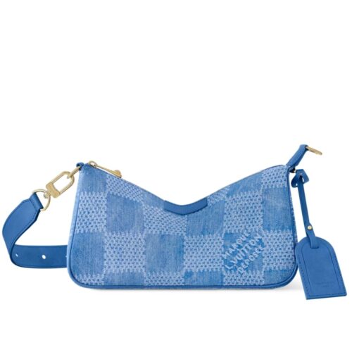 Louis Vuitton Pochette Accessoires XL Damier Denim Shoulder Bag Blue 28cm N00204