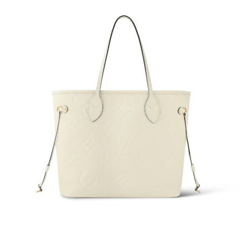 Louis Vuitton Neverfull MM Monogram Empreinte Tote Bag Crème Beige 31cm M46676