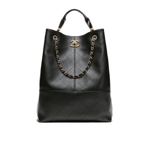Chanel Shopping Bag Large Shiny Smooth Leather Tote Bag Black 33cm AS5635 B20829 94305