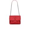 Saint Laurent Niki Baby In Vintage Leather Silver Hardware Shoulder Bag Dark Red 21cm 5330370EN046805