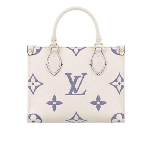 Louis Vuitton Onthego PM Bicolor Monogram Empreinte Tote Bag Dove White 25Cm
