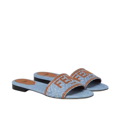 Fendi Signature Denim Slides Light Blue 8R8092AOLIF1KOO