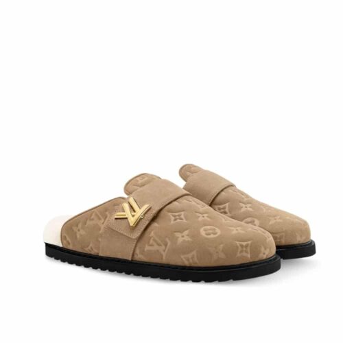 Louis Vuitton LV Cosy Comfort Clog Suede Mule Beige 1aitua