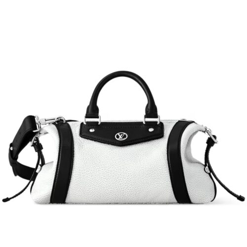Louis Vuitton LV Biker PM Grained Leather Top Handle Bag White 30cm M25561