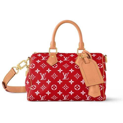 Louis Vuitton Speedy P9 Bandoulière 25 Monogram Canvas Handle Bag Red 25Cm M24425