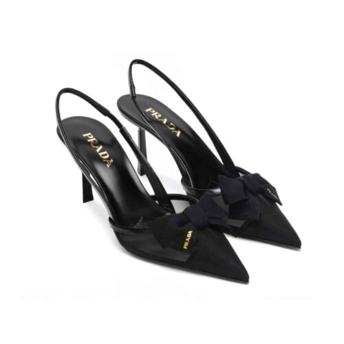 Prada Mesh Fabric Slingback Pumps Black 1I308O10077TF0002F