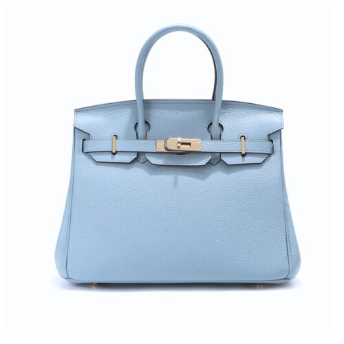 Hermes Birkin 35 Togo Leather Gold-tone Hardware Handbag Blue 35Cm