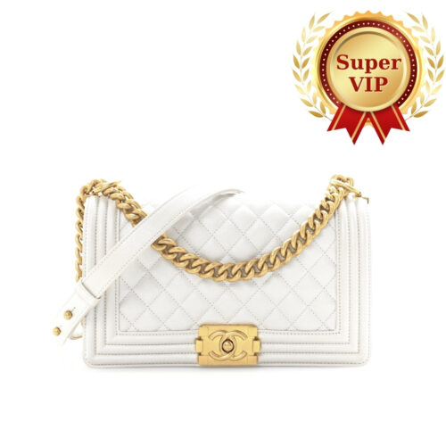 [Super Vip 1:1] Chanel Le Boy Chevron White 25Cm A67086 B06643 10601