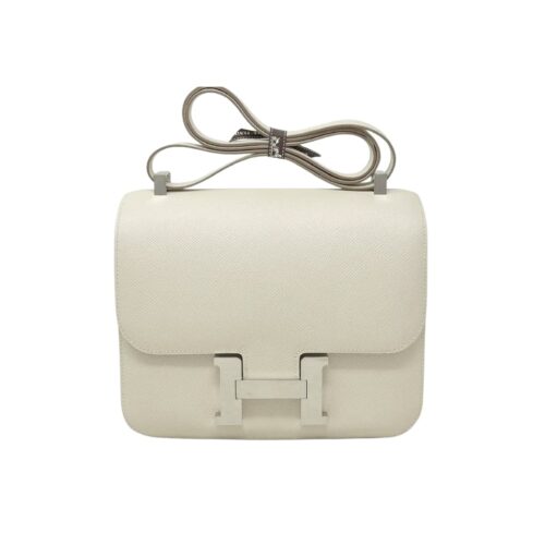 Hermes Constance Swift Silver-tone Hardware Crossbody Bag Cream 18cm