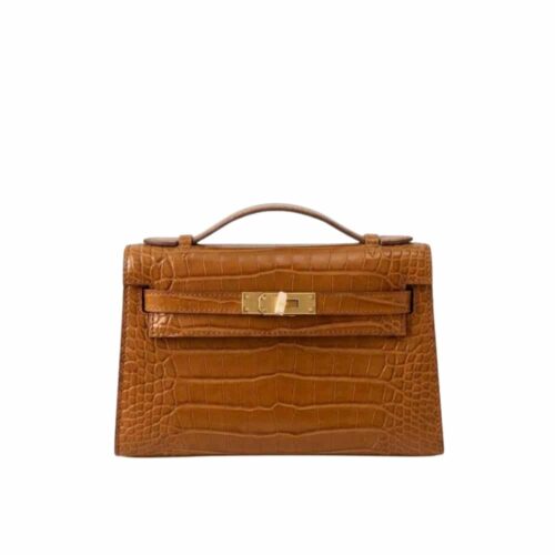Hermes Kelly Mini Pochette Mississippi Pochette Tabac Camel 22Cm