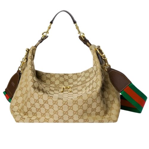 Gucci Brera Medium GG Canvas Crossbody Bag Sand And Dark Brown 33Cm 866938 FAFV9 9653