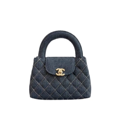 Chanel Kelly Small Denim Top Handle Bag Dark Blue 19cm