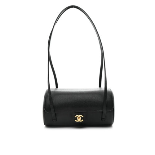 Chanel Small Bowling Bag Grained Shiny And Gold Tone Black 20Cm AS6143 B23483 94305
