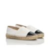 Chanel Espadrille Flat Smooth Leather White Black