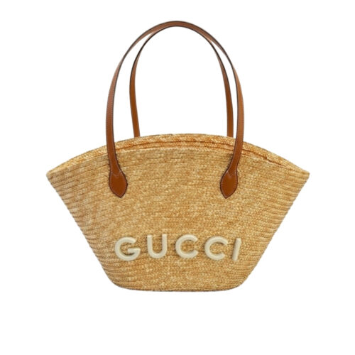 Gucci Medium Straw Tote With Patch Natural 27Cm 779530 9AAE9 9541