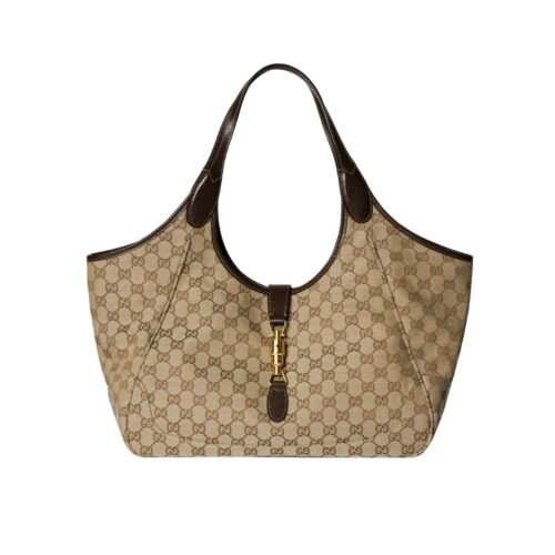 Gucci Mercato Medium GG Canvas Tote Bag Sand And Dark Brown 35Cm 866645 FAFV2 9651