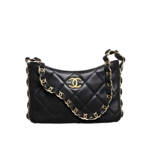 Chanel Hobo Small Smooth Shoulder Bag Black 24cm AS5177 B18293 94305
