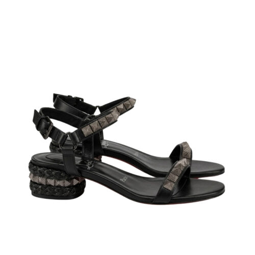 Christian Louboutin Pyrasand Studded Leather Sandals Black