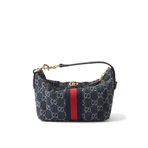 Gucci Vanity Mini GG Denim Handle Bag Blue And White 19cm