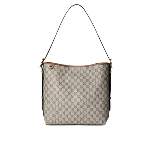 Gucci GG Emblem Medium GG Monogram Canvas Bucket Bag Beige And Dark Brown 31Cm 815103 FAD6L 9758