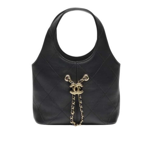 Chanel Shopping Bag Small Smooth Leather Handbags Black 22cm AS6132 B23332 94305