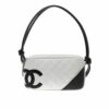 Chanel Cambon Line Small Smooth Shoulder Bag White Black 22cm