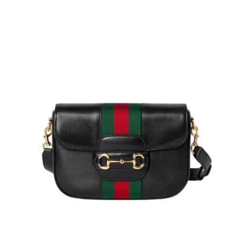 Gucci Horsebit 1955 Small Leather Shoulder Bag Black 21cm 866762 AAGIQ 1053